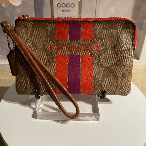 Coach Brown Wristlet with Red and Purple Accents - Picture 2 of 4
